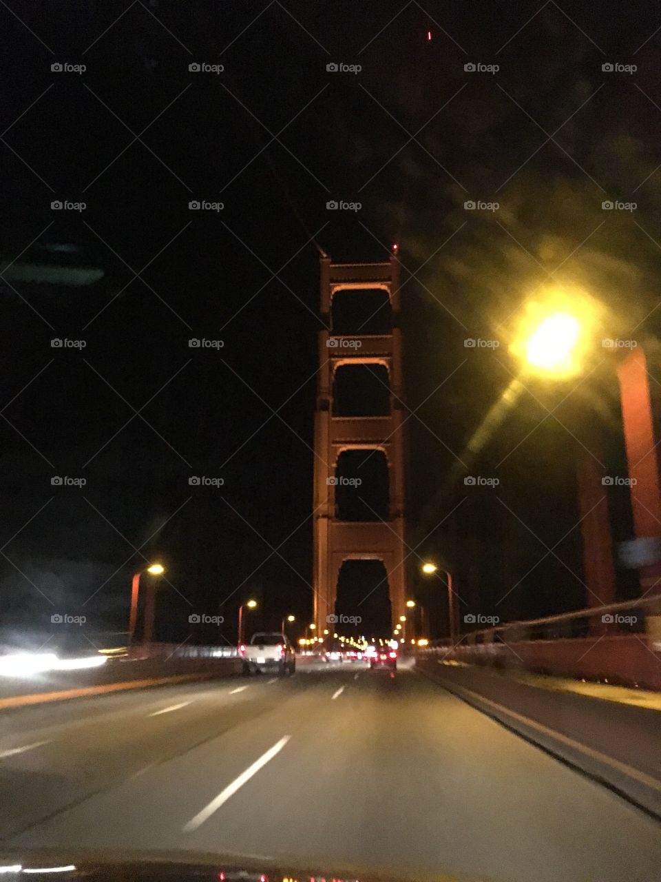 Crossing the Golden gate Bridge at night
