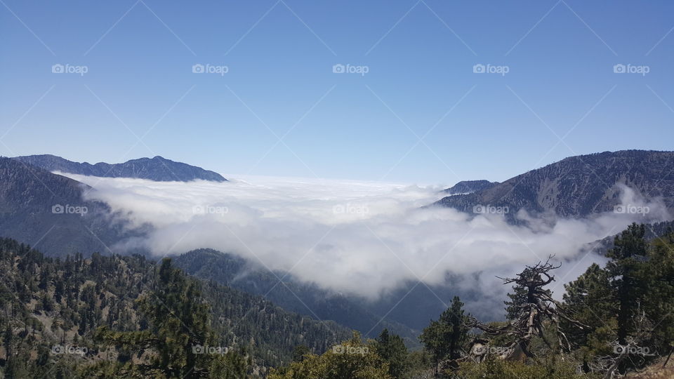 Blanket of clouds covering the mountains