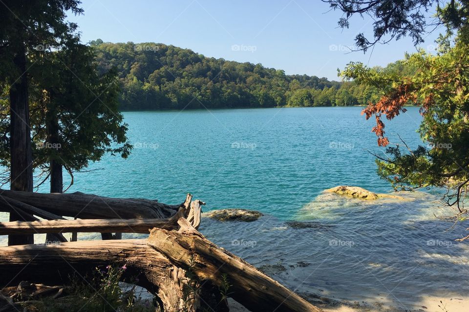 Hiking at Green Lakes State Park outside of Syracuse, NY. 