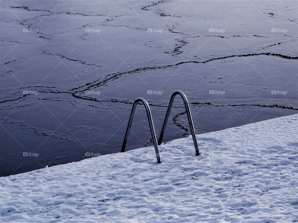 Pier covered with snow
