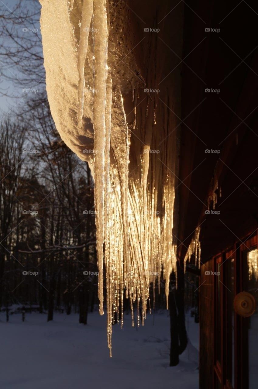 Icicles at Sunset