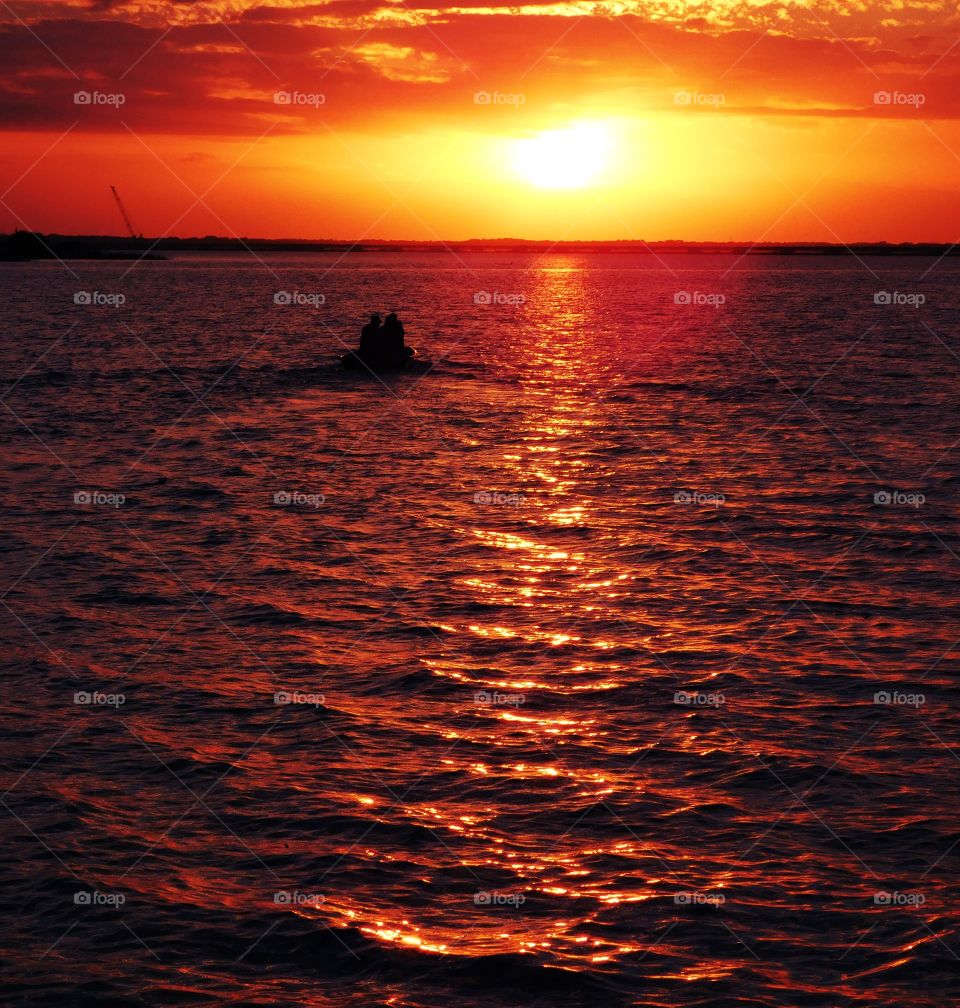 Boating in the sunset