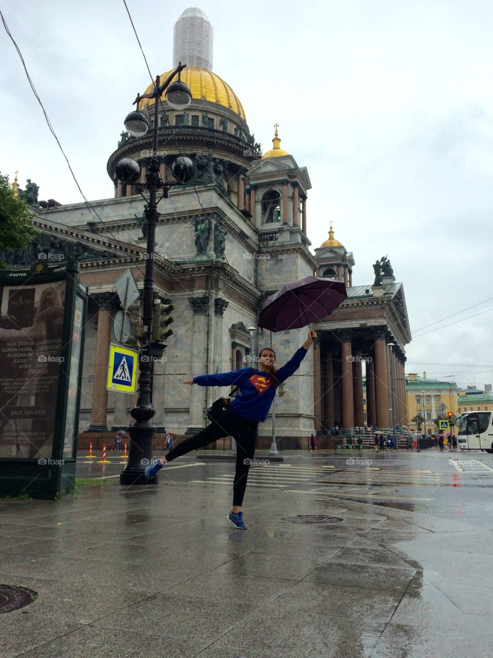 Saint Petersburg,  rain,  supergirl