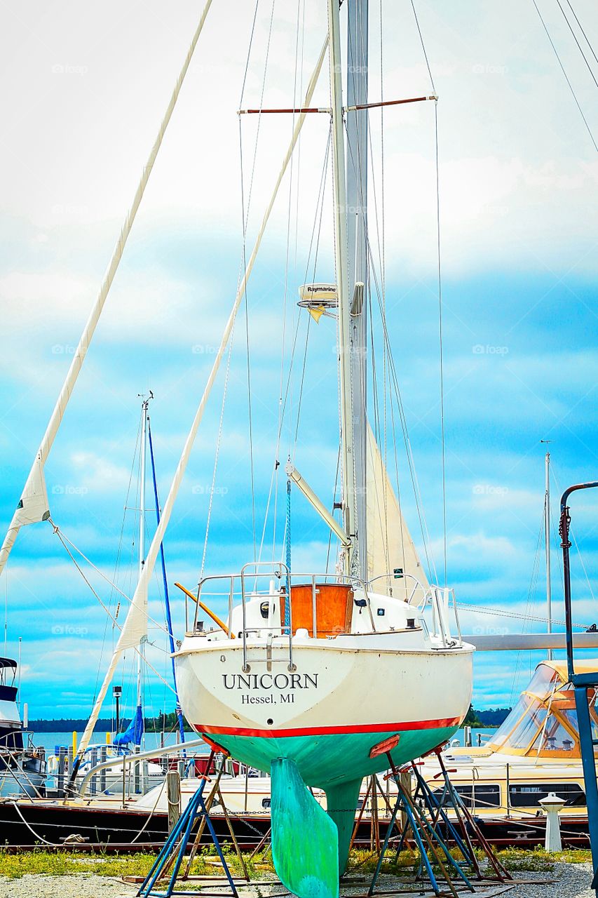 the unicorn wooden sailship