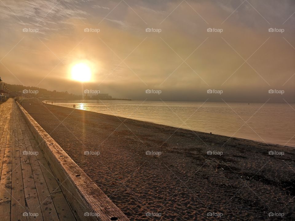 The Sainte-Lucie beach at sunset. Québec. Canada