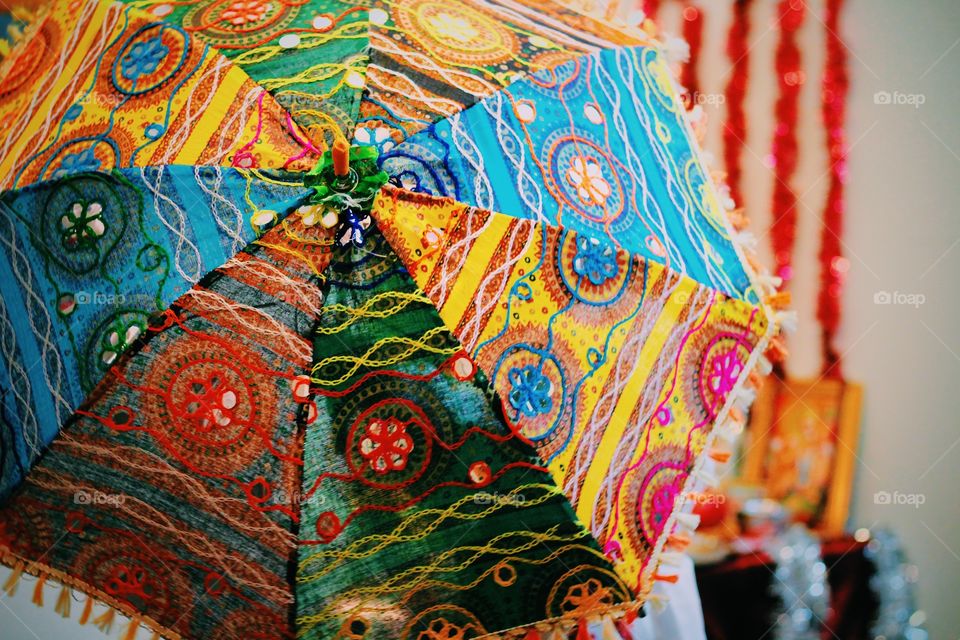 Indian Rajasthani umbrella with beautiful colors 