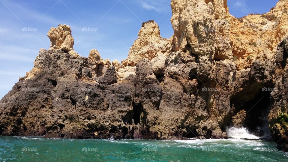 rocks in the Algarve Portugal . cliffs and sea in Portugal 