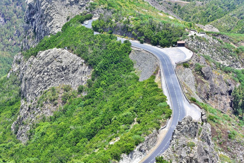 mountain road view on la gomera canary island in Spain