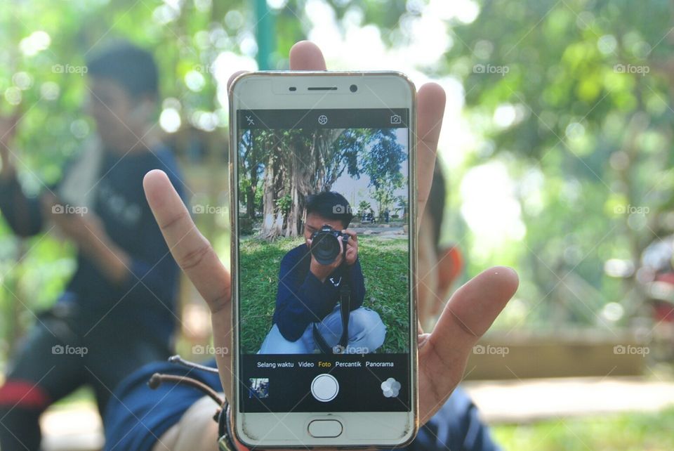 Take a action with phone and camera
