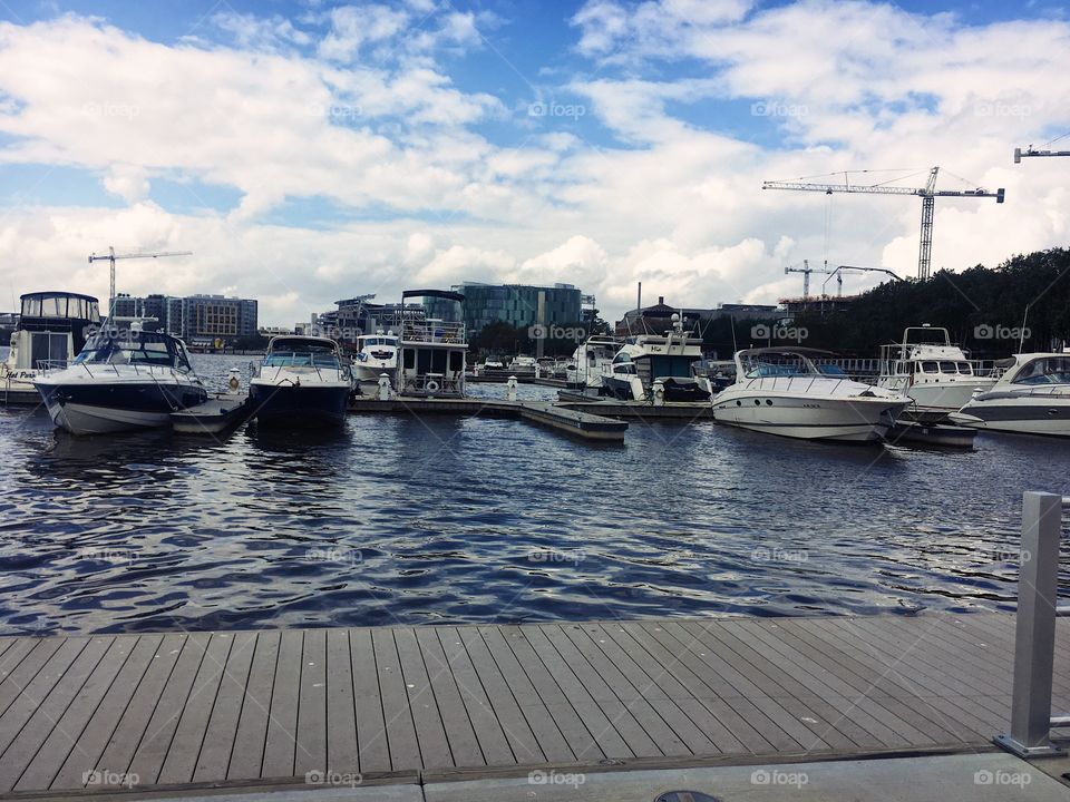 Boats by the dock of the bay