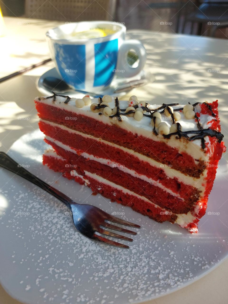 Sweet cake and cap of tea