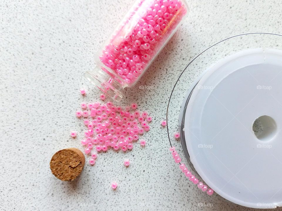 round pink beads.