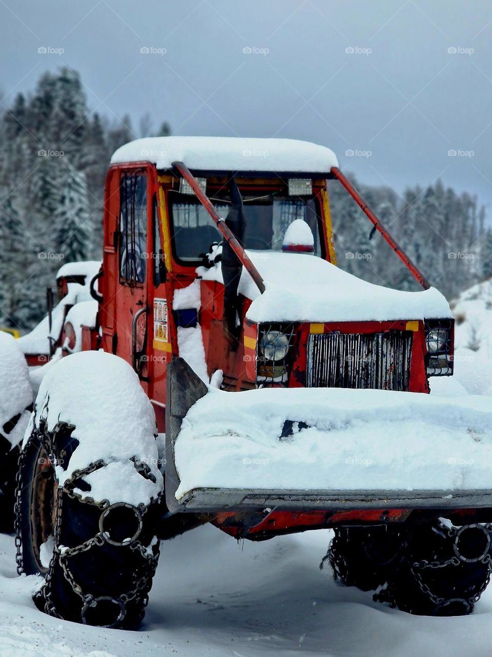 Vintage equipment for snow removal.