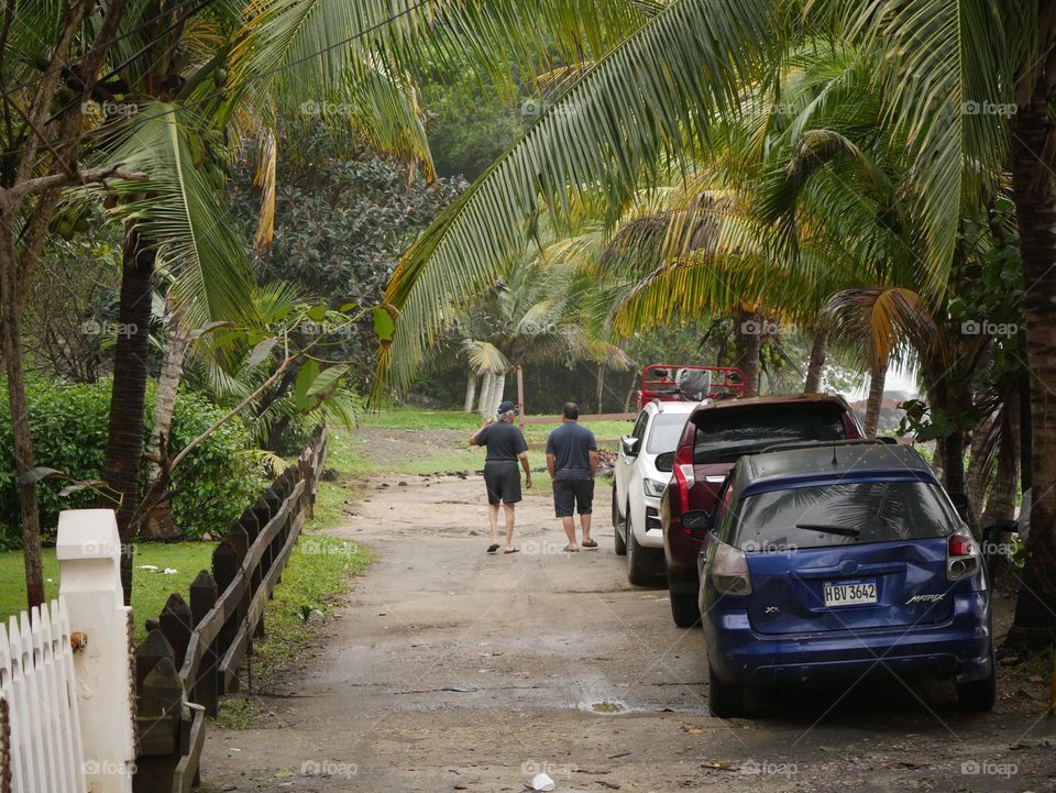 waking along the hotel side