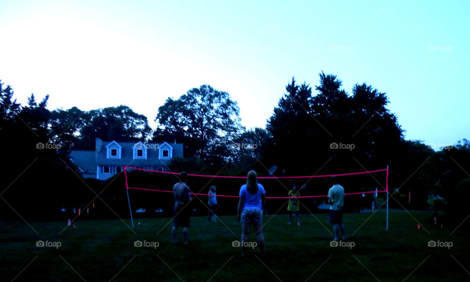 Dusk badminton . Evening sets