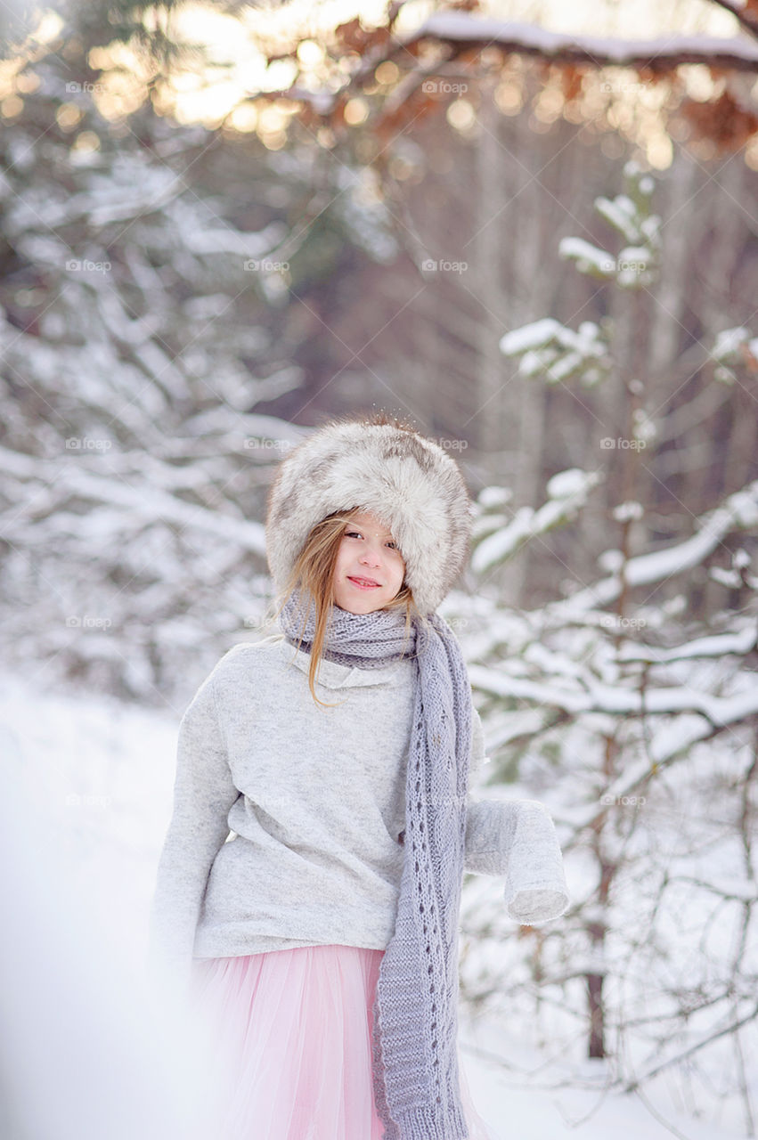 girl in the winter forest