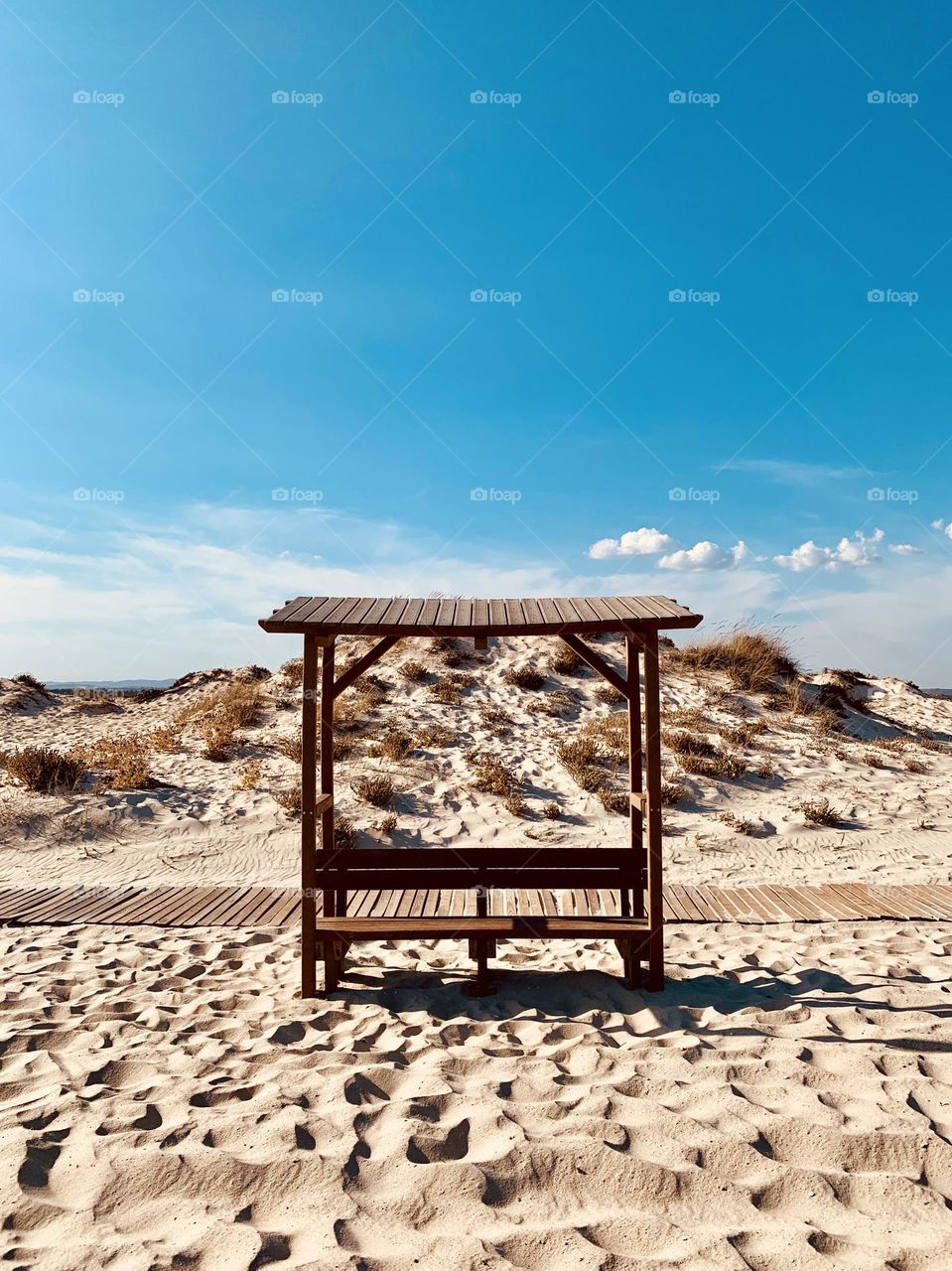 Bench on beach