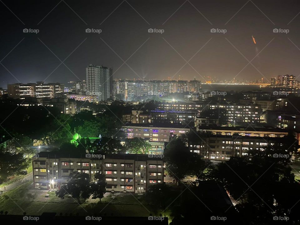 City view in night, looking every where huge buildings with bright and colourful lights, thinks all Star's  in the sky present on earth, shoot at  sat, 29 april, 2023, 9:00 pm, Mumbai  India.