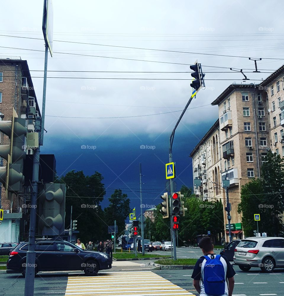 storm cloud in the city