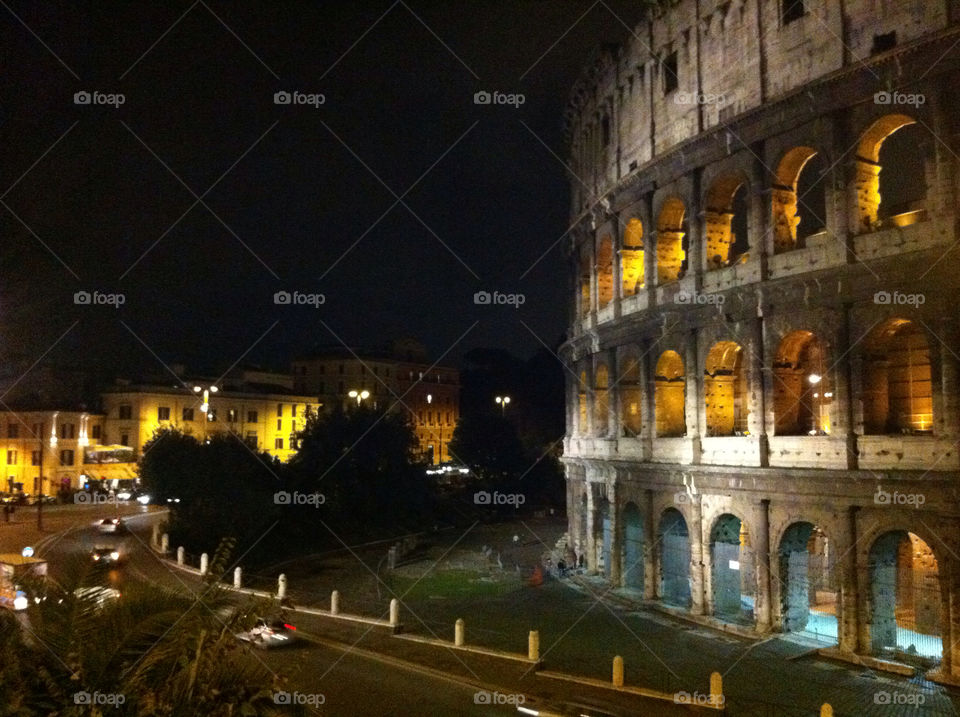 Colosseum. The building at night
