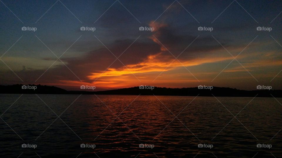 Dramatic sky over lake