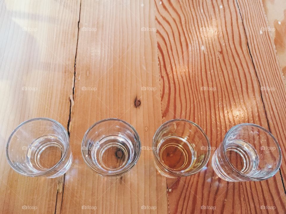 High angle view of alcoholic drinking glass