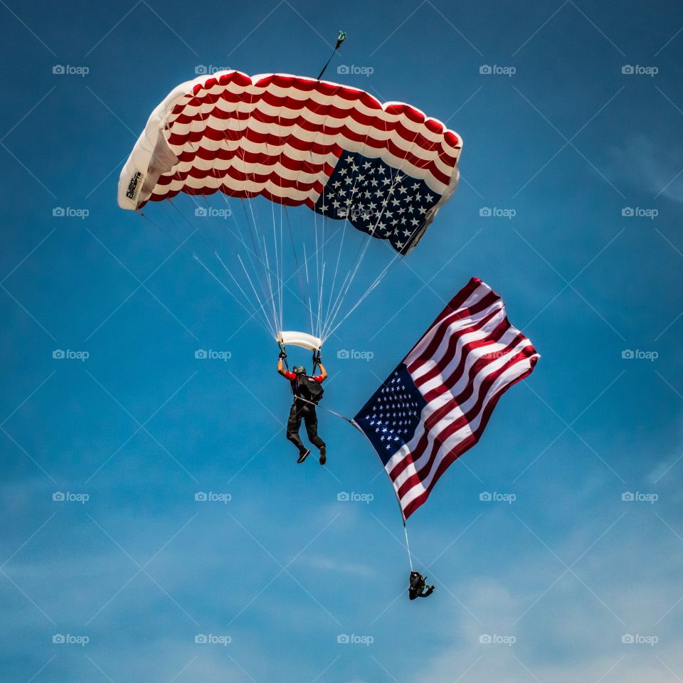 USA Parachuter. Opening of the Winston Salem, NC airshow at the Smith Reynolds airport.