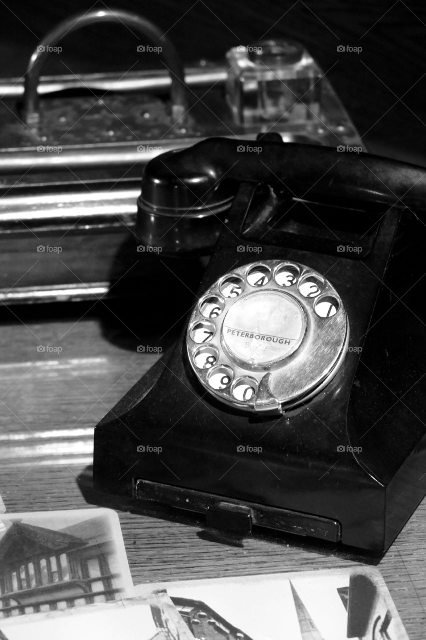 Vintage Telephone Black and White