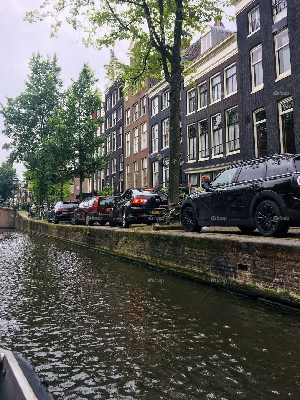 The way to park the car near the water's edge, Amsterdam. 