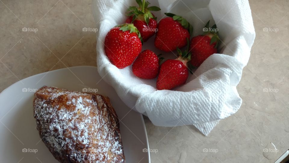 Croissant and Strawberries