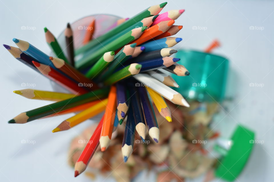 Colored pencils in holder