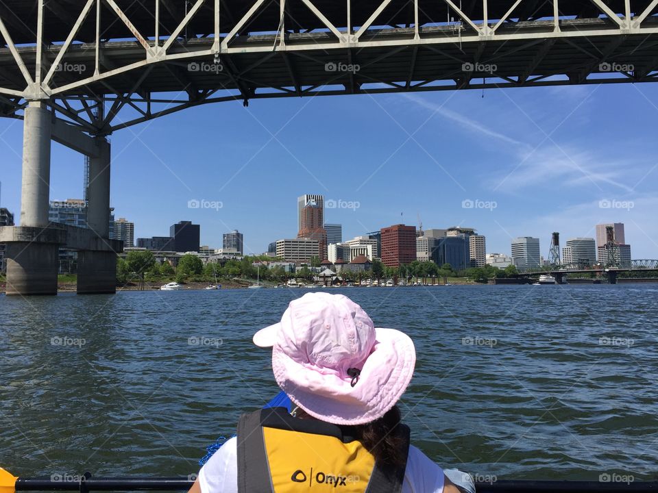 Paddling the Willamette . Downtown Portland, OR