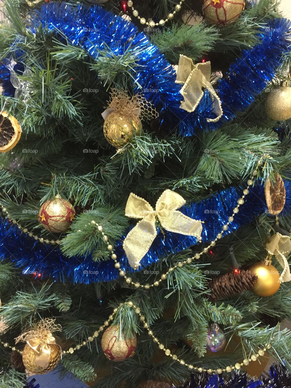 Christmas tree decorated with balls.