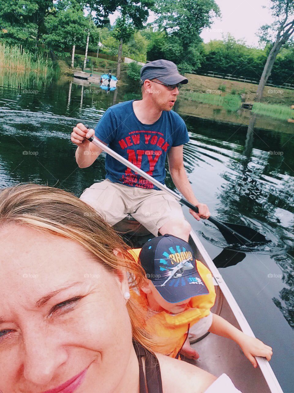 Canoeing. Family canoeing