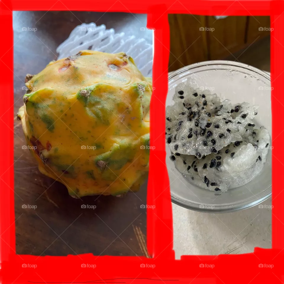My first taste of a dragon fruit delicious 