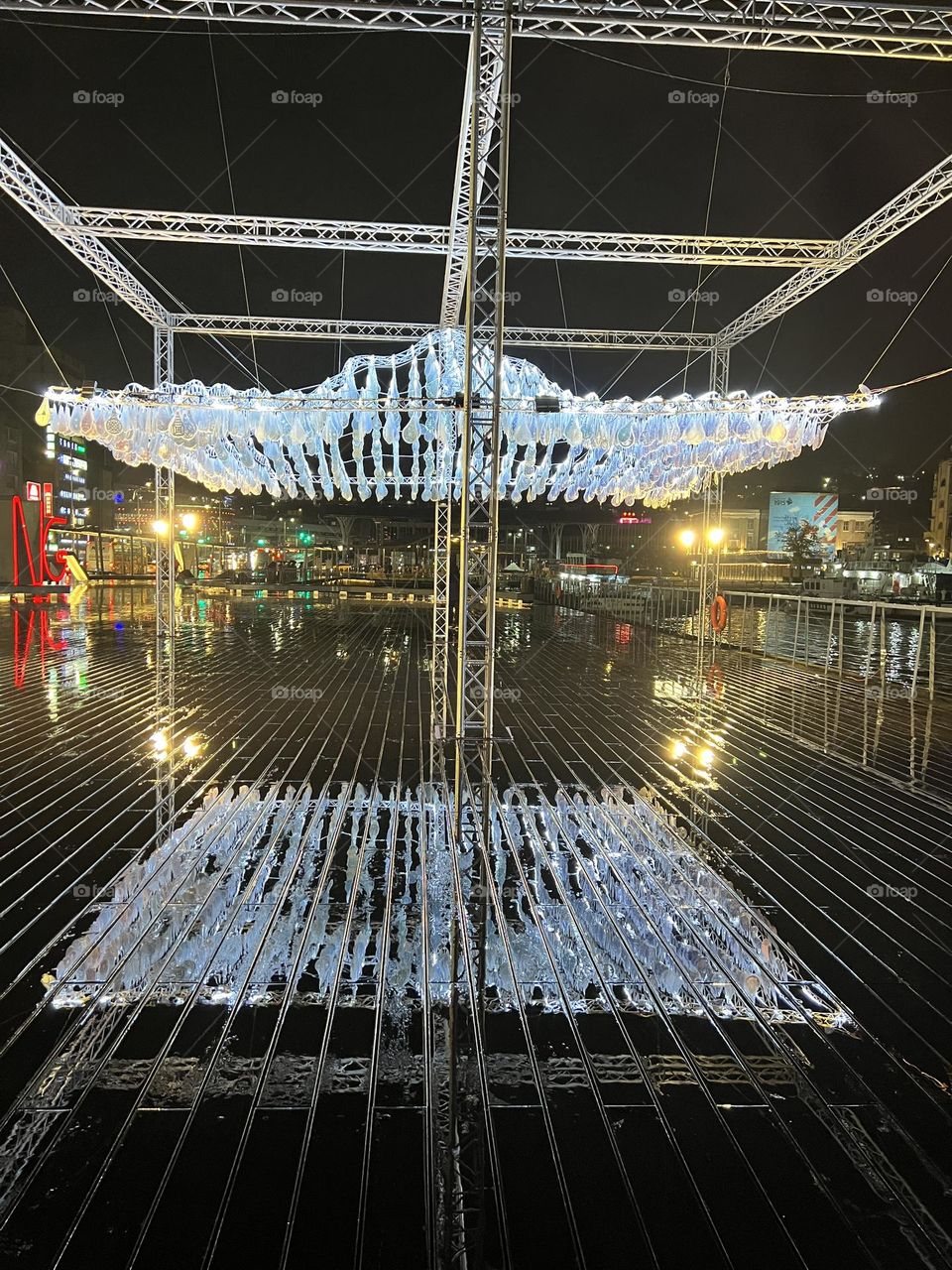 Raindrop installation art in maritime plaza keelung
