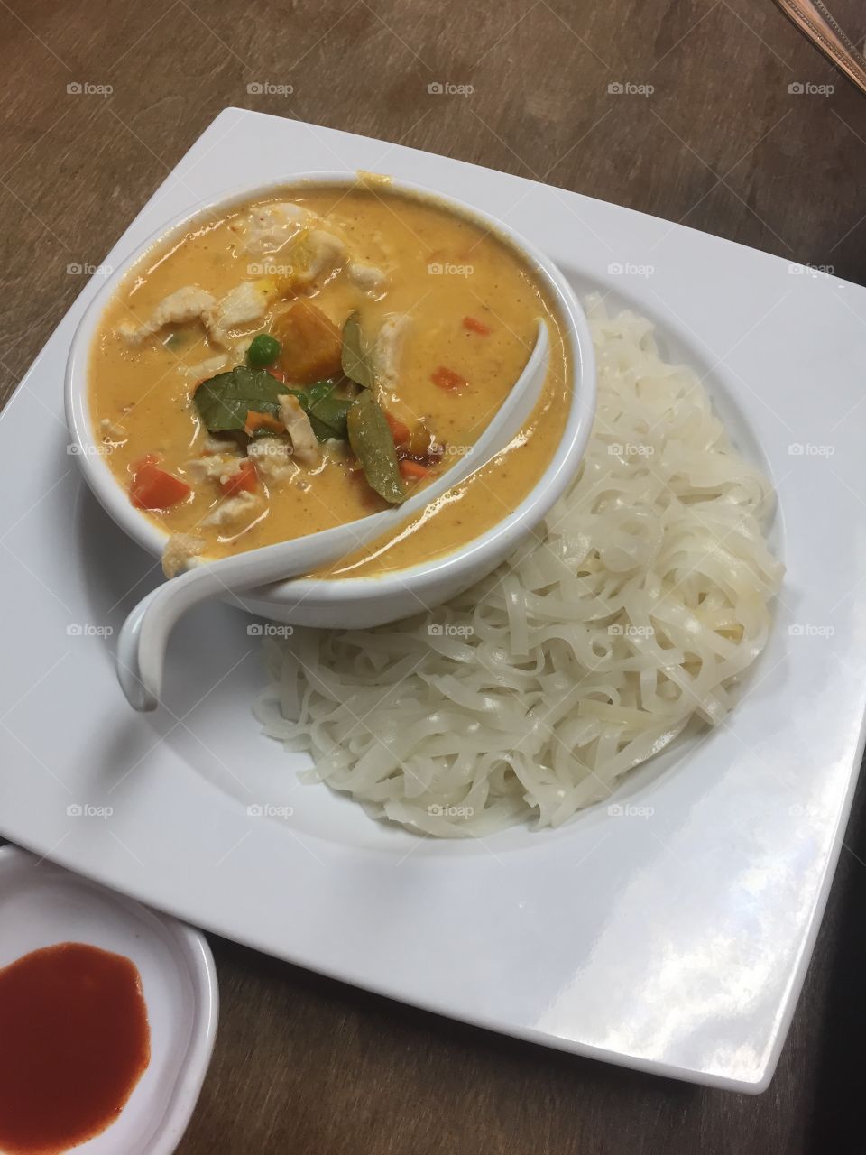 Chicken and Pumpkin Curry with Rice Noodles
