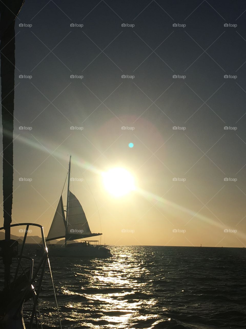 Sun setting on the water 