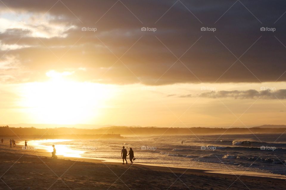 Sunset beach walk