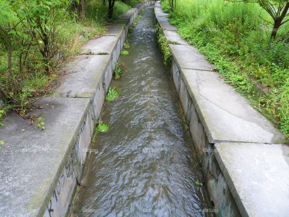 abandoned river in concrete in the city of Kiev