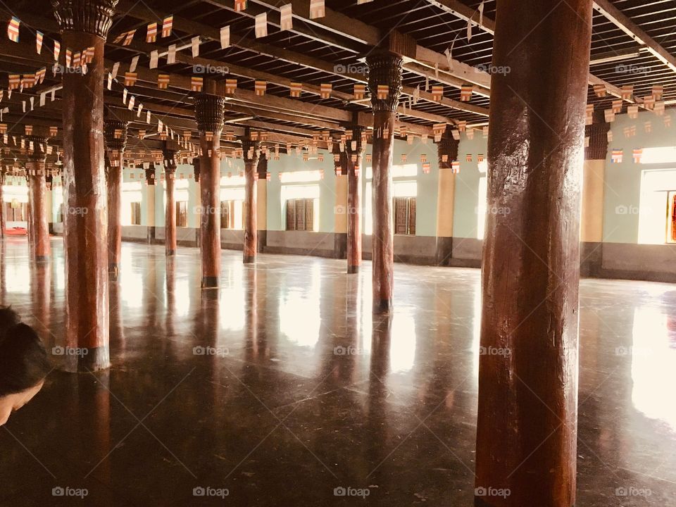 Many wood columns