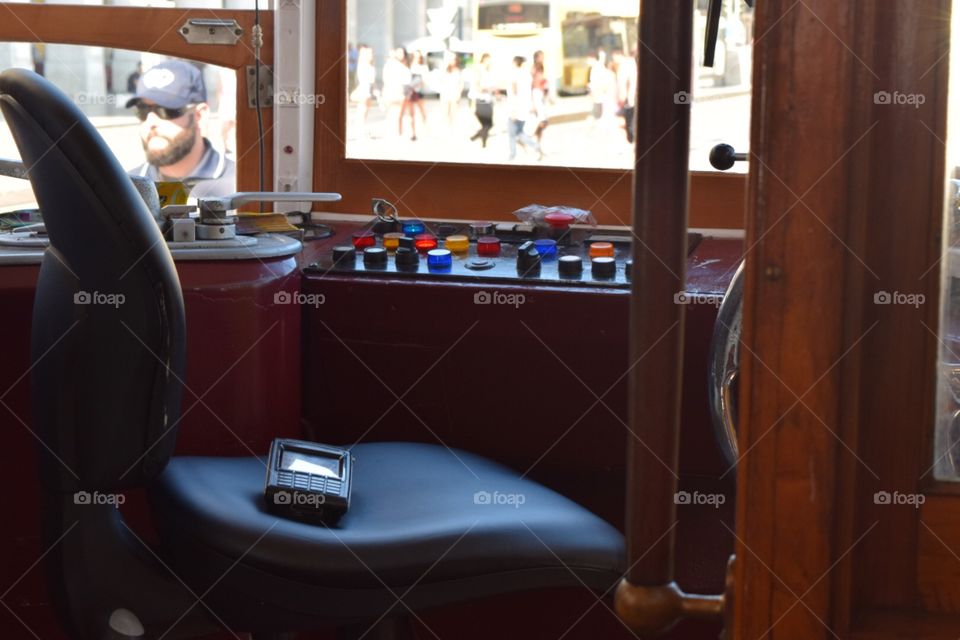 Drivers seat on a tram 