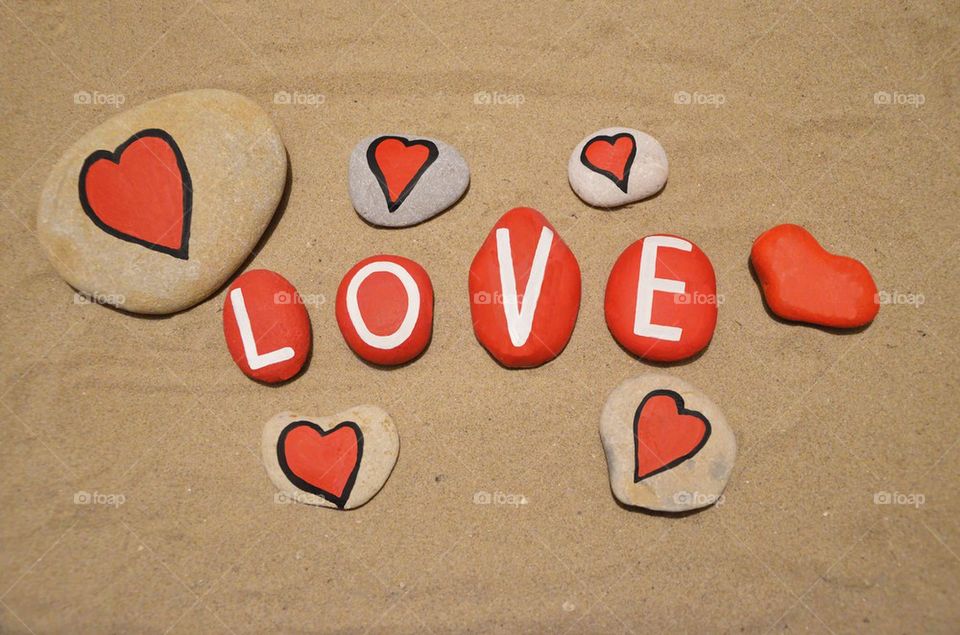 Only love message on painted stones