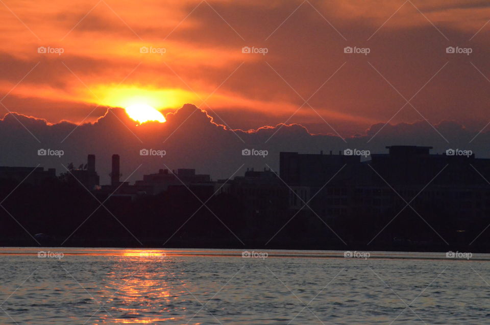 Silhouette of buildings during sunset