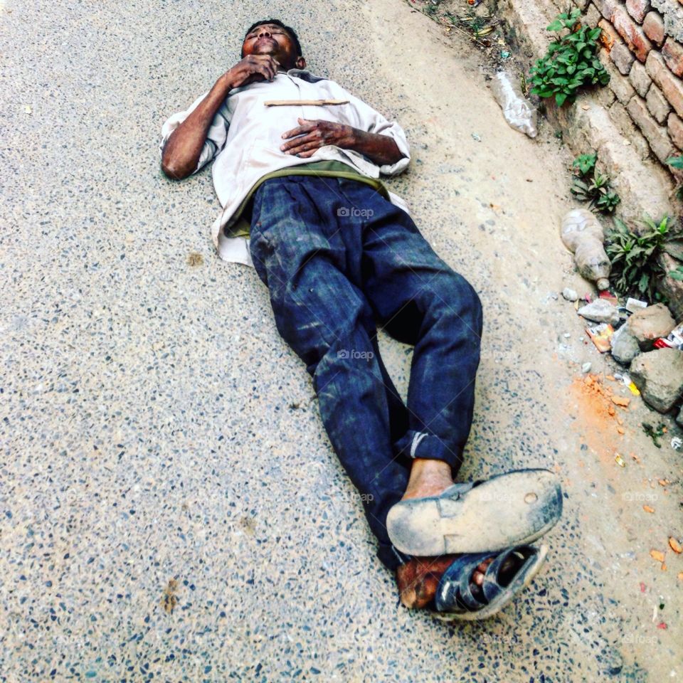 Drunken men in the streets of Nepal