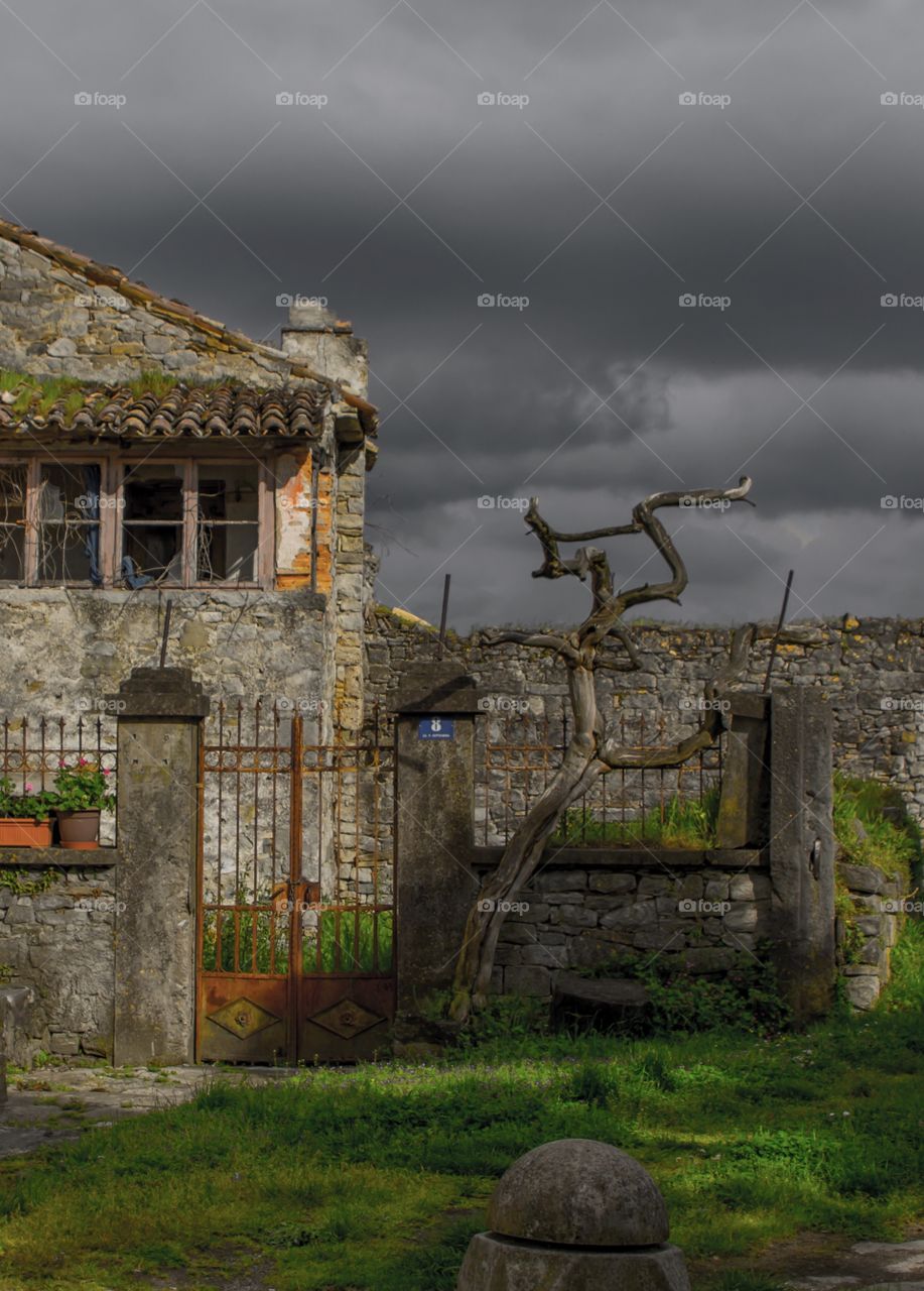 Abandoned stone house in an old Village Spain 