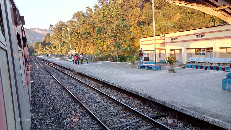 train track at railway station