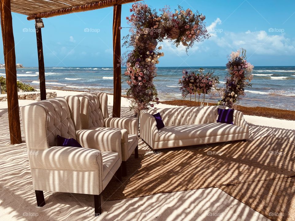 Wedding setup by the beach 