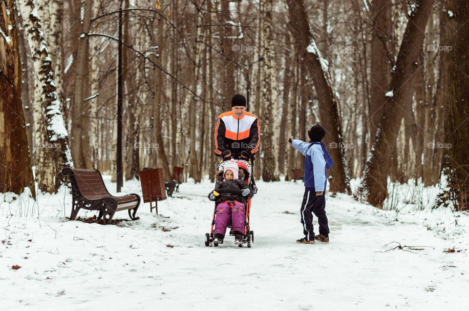 family walking