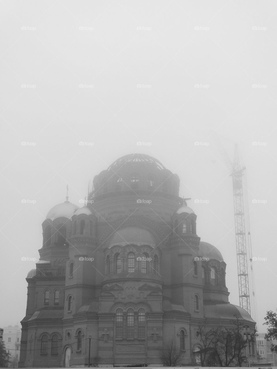 Church in the fog